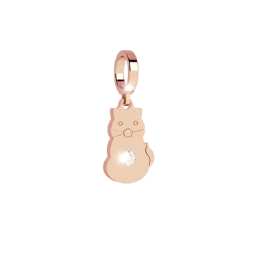 Rebecca My World Rose Gold Crystal Cat Charm