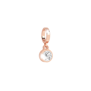 Rebecca My World Rose Gold April Birthstone Charm - Clear