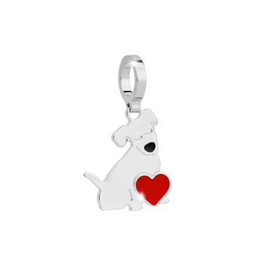 Rebecca My World Silver Dog Heart charm