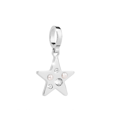 Rebecca My World Silver Pearl Star Charm