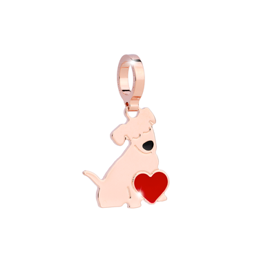 Rebecca My World Rose Gold Dog Heart Charm