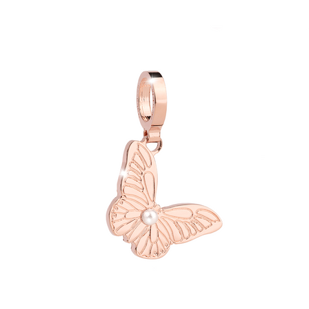 Rebecca My World Rose Gold Butterfly/Pearl charm