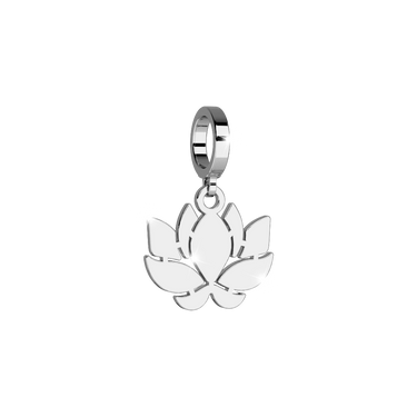 Rebecca My World Silver Lotus Flower Charm