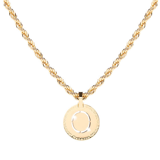 Rebecca My World Gold Large Initial & Twisted Rope Chain Necklace