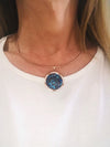 Qudo Tirano Pendant & Rose Gold Barona Collar - Bermuda Blue