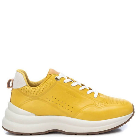 Carmela Yellow Leather Lace Up Sneakers