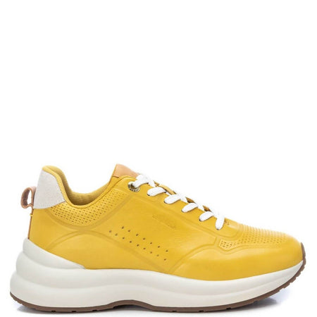 Carmela Yellow Leather Lace Up Sneakers