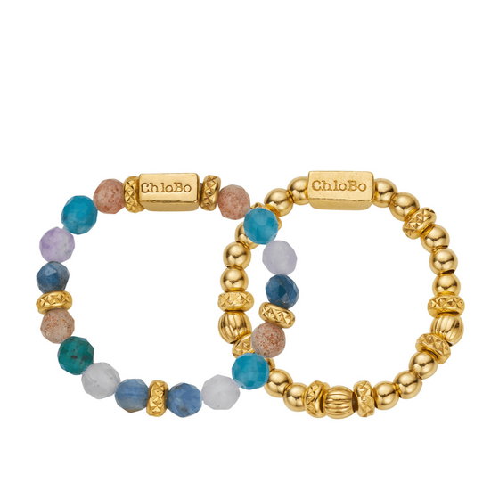 ChloBo Beautiful Energy Rings Set of 2 - Gold