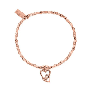 ChloBo Interlocking Love Heart Bracelet Rose Gold