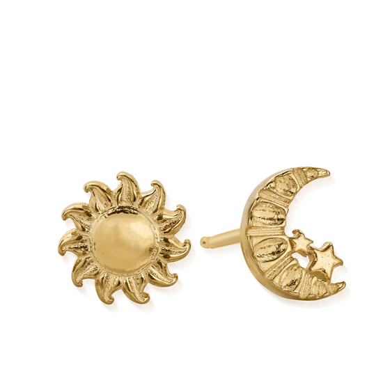 ChloBo Moon and Sun Stud Earrings - Gold