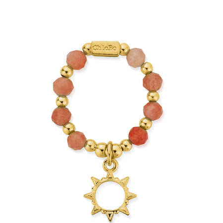 ChloBo Sunrise Peach Moonstone Ring - Gold