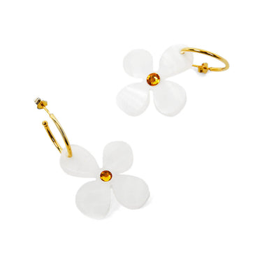 TooLally Daisy Hoop Earrings - White
