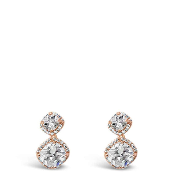 Absolute Rose Gold Boxy Crystal Earrings E029RS