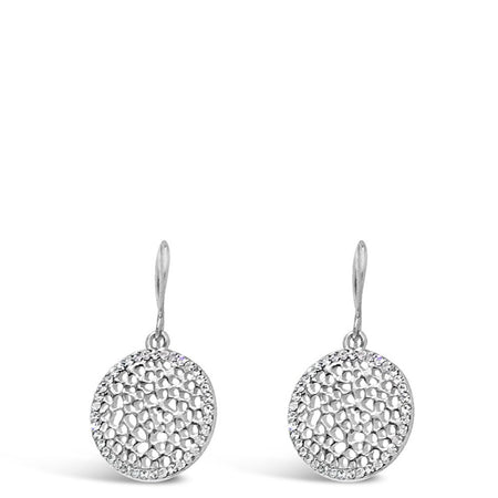 Absolute Silver Circle Disc Drop Earrings