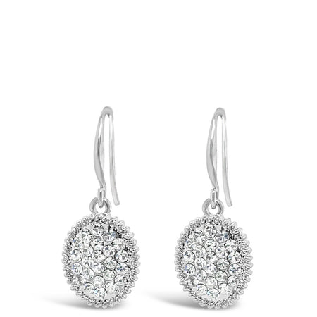 Absolute Silver Oval Disc Drop Earrings