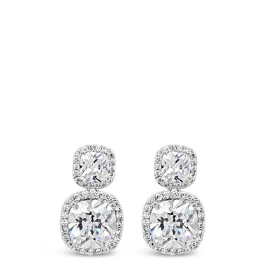 Absolute Sliver Sqaure Halo Earrings