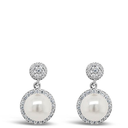 Absolute Silver & Round Pearl Drop Earrings