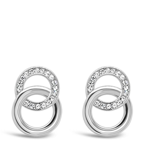Absolute Women's Silver Small Entwined Circle Earrings