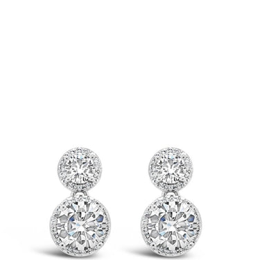 Absolute Silver Double Halo Drop Earrings