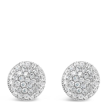 Absolute Silver Sparkle Button Style Earrings