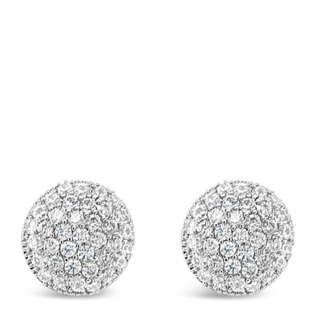 Absolute Silver Sparkle Button Style Earrings