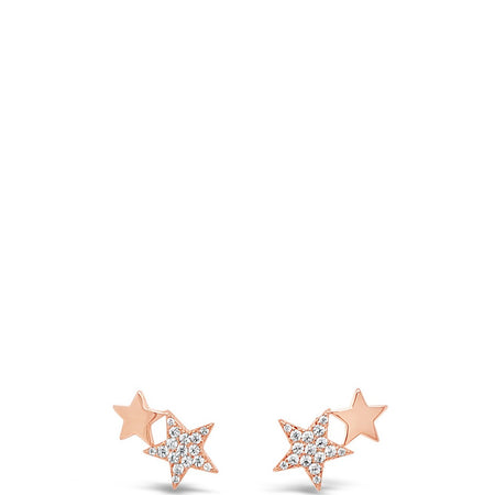 Absolute Double Star Stud Earrings - Rose Gold