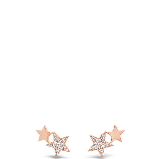 Absolute Double Star Stud Earrings - Rose Gold E2130rs