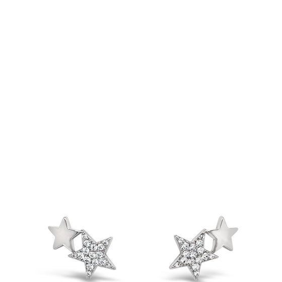 Absolute Double Star Stud Earrings - Silver