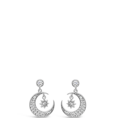 Absolute Moon & Star Drop Earrings - Silver