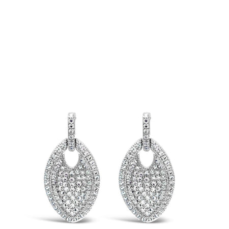 Absolute Silver Oval Sparkle Drop Earrings