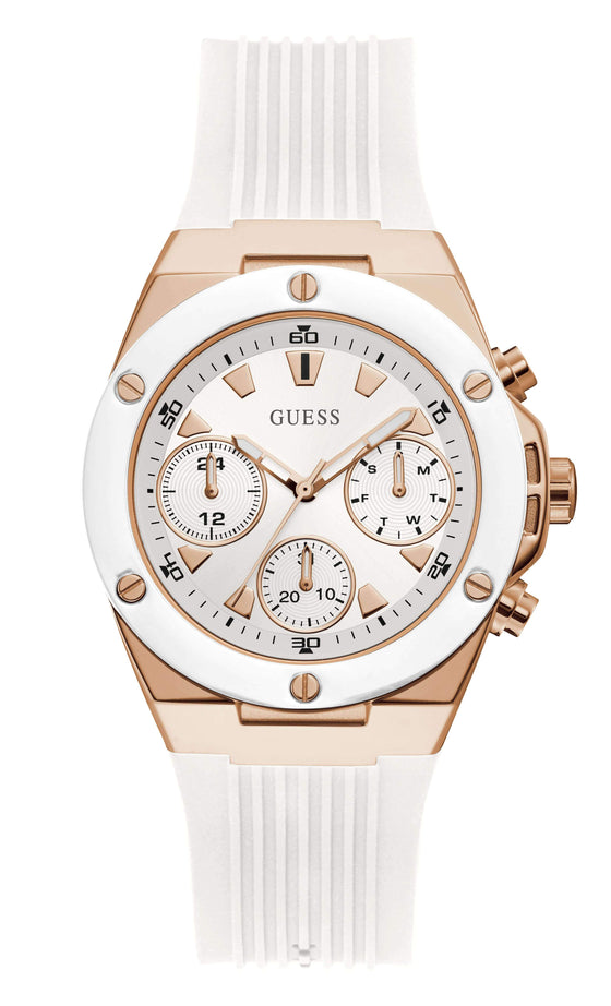 Guess Athena Rose Gold and White Watch