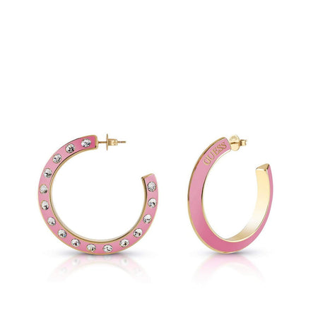 Guess Gold & Pink Hoop Earrings