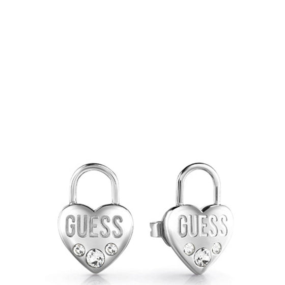 Guess Lock Me Up Silver Earrings 