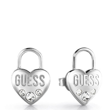 Guess Lock Me Up Silver Earrings