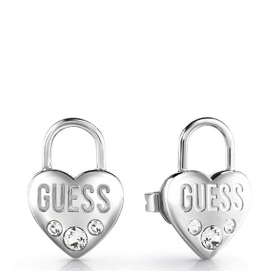 Guess Lock Me Up Silver Earrings UBE20054