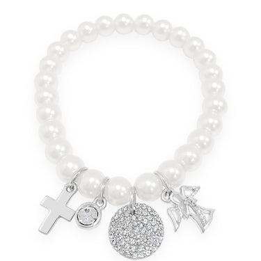 Absolute Kids Silver Pearl Bracelet