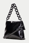 Hispanitas Black Patent Curb Chain Shoulder Bag