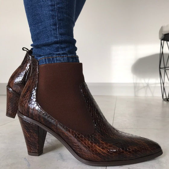 Hispanitas Auburn Leather Cone Heel Boots