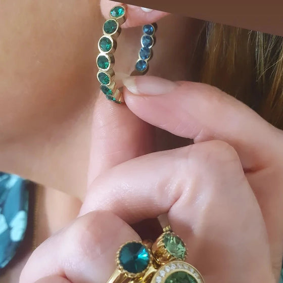 Dyrberg Kern Holly Medium Gold Hoop Earrings - Green