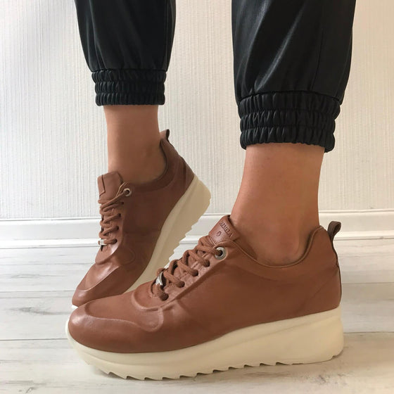 Carmela Tan Leather Sneakers