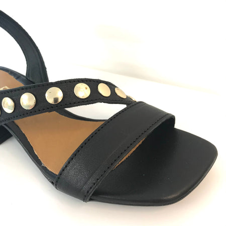 Alpe Black Studded Sandals