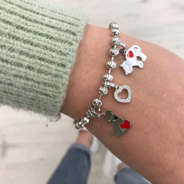 Rebecca My World Diamond Cut Silver Bracelet personalised with charms