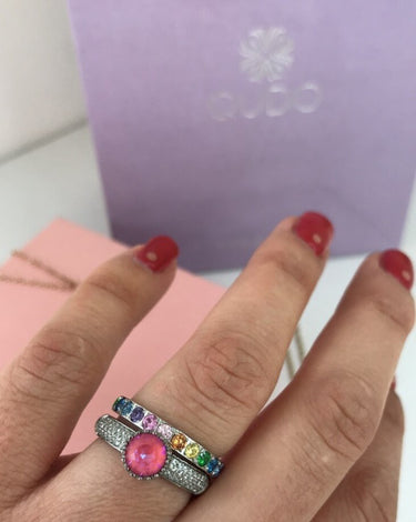 Qudo Rainbow Eternity Ring - Silver