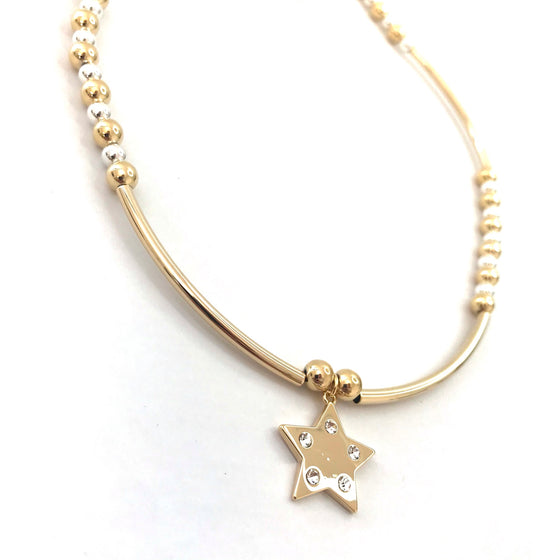 Absolute Star Bead Necklace - Two Tone N2145GL