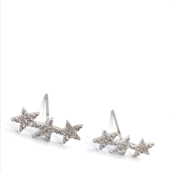 Absolute Triple Star Stud Earrings - Silver