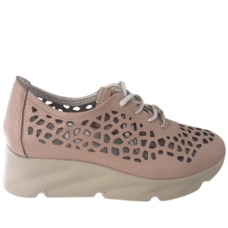 Jose Saenz Nude Cut Out Leather Sneakers