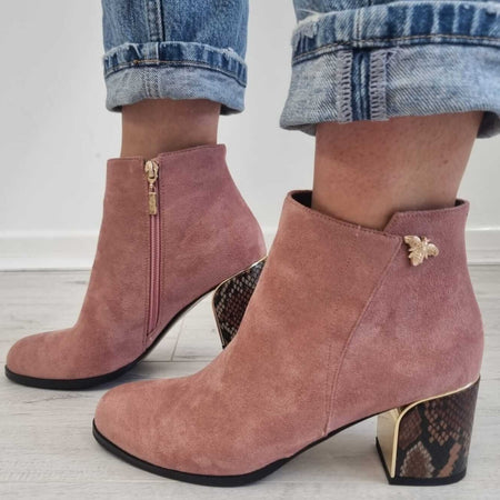 Kate Appleby Dalston Block Heel Boots - Dusky Pink
