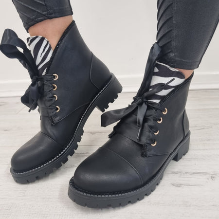 Kate Appleby Durham Lace Up Boots - Black Zebra