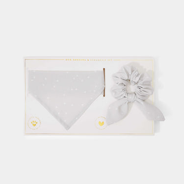 Katie-Loxton-Dog-Bandana-&-Scrunchie-Set-Grey