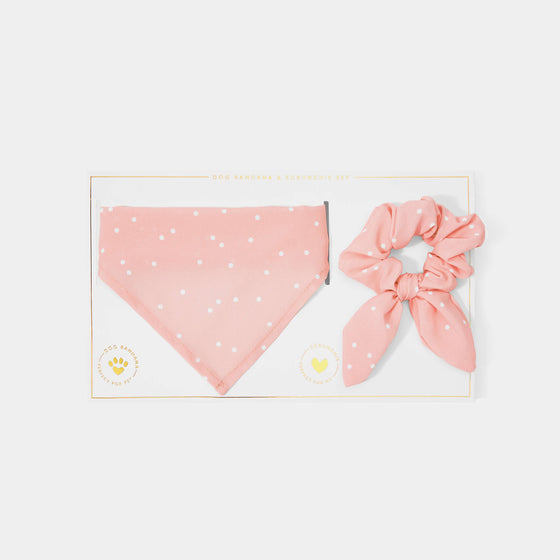 Katie Loxton Dog Bandana & Scrunchie Set - Pink